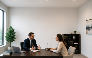 Attorney helping a client through a professional consultation using effective communication and relationship-building skills.